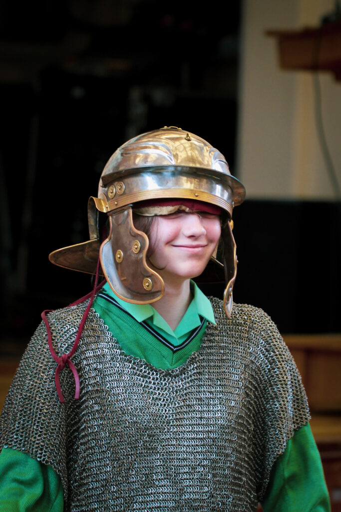a picture of a student in old armour